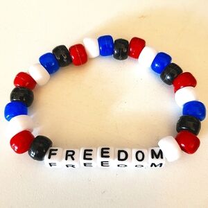 Beaded Red White Blue Black Freedom Kandi Bracelet